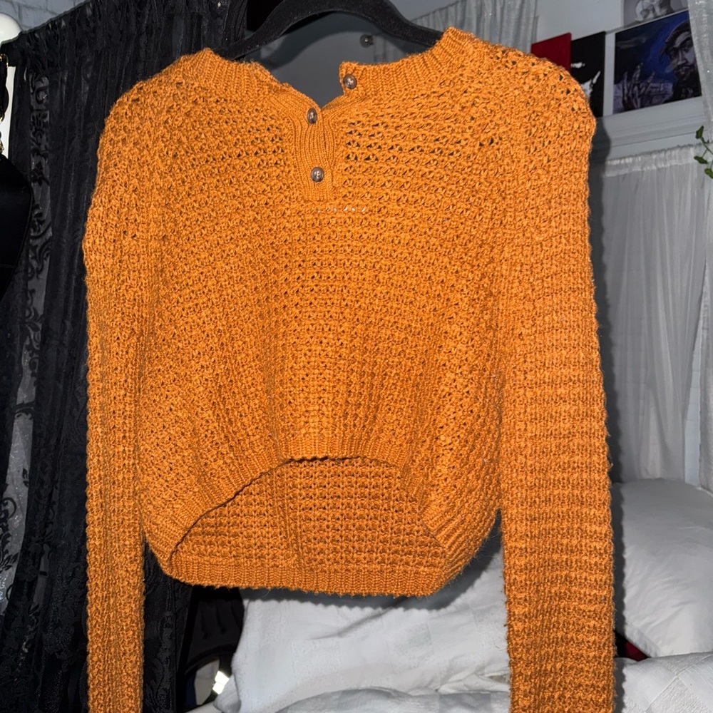 Aeropostale Orange Knit Cropped Sweater